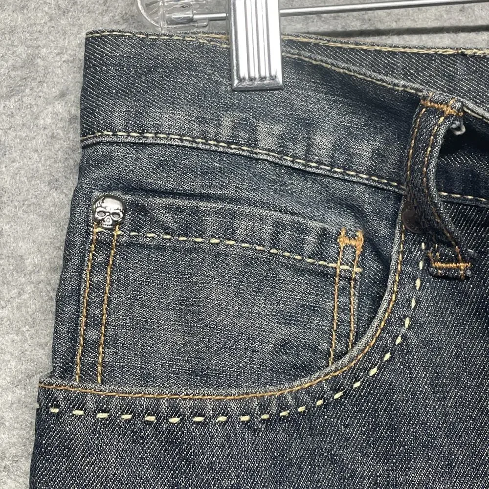 Marc Ecko Jeans Mens Boot Cut Fits 36x27 Med Wash Faded Cowboy Baggy Y2K Cut Sew